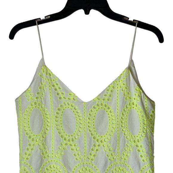 DV Dolce Vita Romper Women Small Yellow Neon Eyelet Lace‎ V Neck Tie Back Shorts - Picture 4 of 12